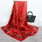 Cheap Silk Scarf Print Shawls Scarf Custom Cheap Fashionable Silk Satin Print Shawls Scarf