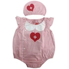 Wholesale baby pink nurse wear 100% cotton summer onesie pajamas animal baby infant hooded romper