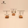 Wooden jewelry Earring display stand organizer with steel pole