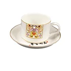 factory direct sale ceramic tea cup and saucer with golden print