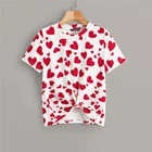 New Arrival Women High Quality Custom Design Heart Logo Full Print Polyester T Shirt