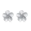 Plum Blossom Flower Sterling Silver Cubic Zirconia Crystal Stud Earring