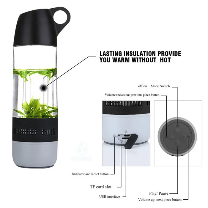 Unique Outdoor Waterproof 3 Watt Bluetooth Speakers Water Bottle 400ml - ANKUX.COM
