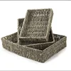 Woven Nesting Multipurpose Storage Baskets, Rectangular Corn Husk Organizer Bins, Set of 3