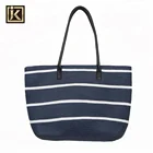 JAKIJAYI black white stripe paper straw handbag PU leather handle summer beach tote bag