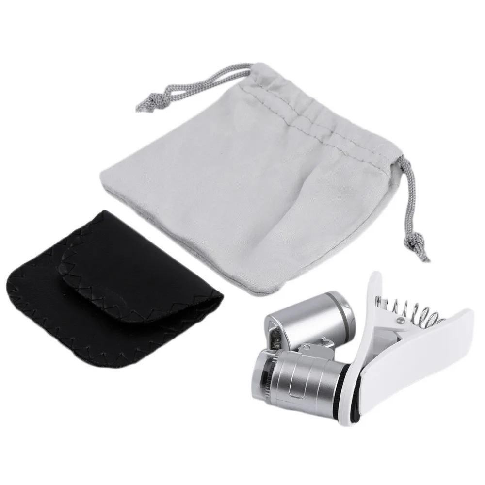 Wholesale 9882W 60X Magnifying Universal Mobile Phone LED Microscope Magnifier with Clip