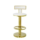 Restaurant high back white gold round metal stainless steel bar stool chair