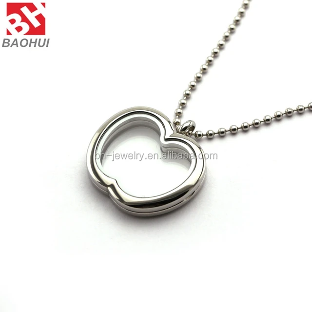 33*28MM 3D Apple Shape Magnetic Floating Locket Stainless Steel Glass Pendant First Communion Gifts
