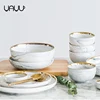 The latest design marble fancy royal gold dinnerware set / porcelain fine dinner set