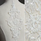 Off White Beading Embroidery Lace Applique Motif Wedding Veil Beading Lace Motif