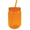Promotional Gift Reusable Custom Neon Round Plastic Mason Jar with Lid and Straw