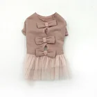 Wholesale factory pet dog cat summer skirt Yarn Cotton linen good quality cozy light bow tie beautiful excellent dress