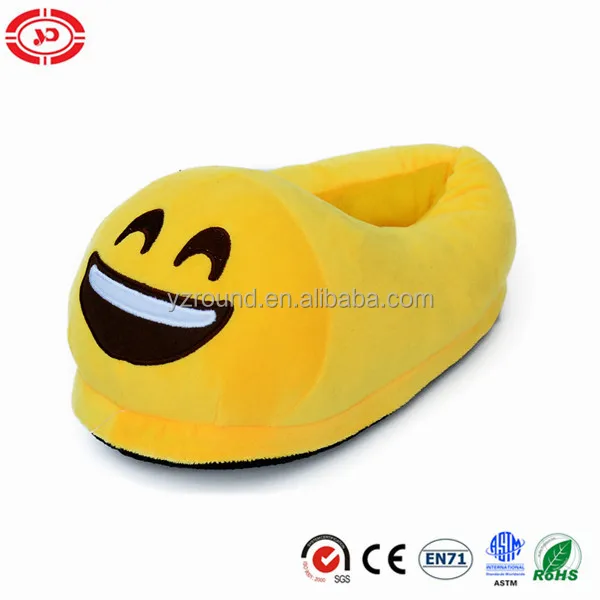 big smile yellow stuffed soft plush fashion emoji slipper shoe