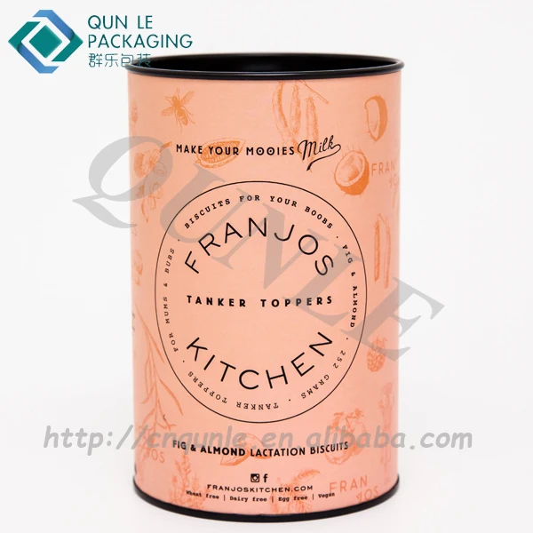 custom handmade biscuit use round cardboard boxes with tin lid