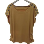 Latest ladies short sleeve t-shirt new summer button ladies blouse new tops new design women blouse