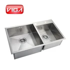 China supplier SUS 304 Stainless steel Square Kitchen Sink with Double Bowl
