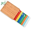 Bamboo Large Cutting Chopping Board with 7 Colored Silicone Cutting Mats