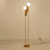 European Type G9 Source Milky White Glass Covers G9 Two Floor Lamp Golden Iron Parts Round Base Standing Lights for Home