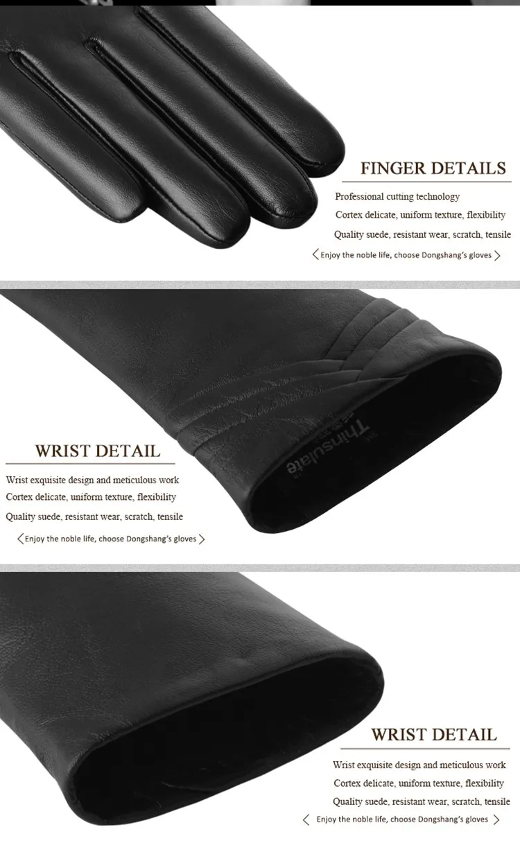 16010黒スーパー薄いドレッシング革スエード革手袋用女性仕入れ・メーカー・工場