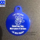 30*30mm round blue color anodized dog tag logo laser engraved oxidation metal pet tag