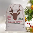FDA Quality 100% Cotton Reindeer Pattern Christmas Bag Santa Sacks