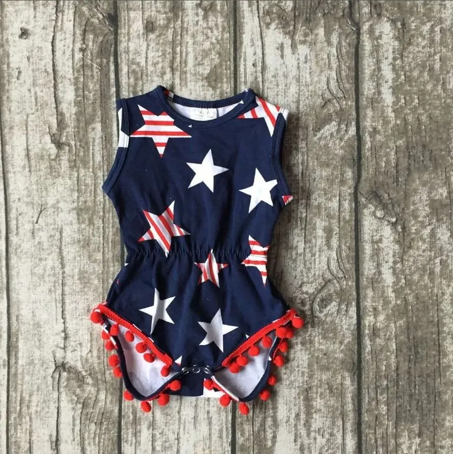 baby girls Summer clothing infant baby girls romper navy tutu cotton baby all star romper girls July 4th romper match headband