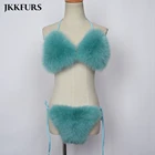 2019 Jancoco High Quality Customized Color Real Fox Fur Bra Beach Fashion Show Sexy Bikini