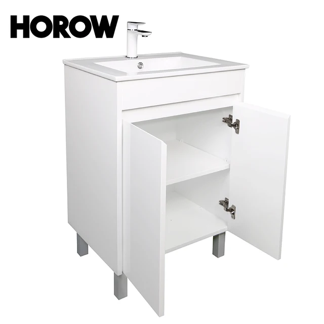 600mm white floor-standing with legs pvc bathroom cabinet vanity set
