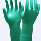 Long Cuff Green Flock Lined Nitrile Glove Industrial