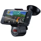 Car phone mount with bluetooth and FM transmitter and speaker