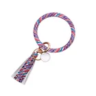 Fashion Rings Trendy Design Hot Sale Colourful Leather Round Circle Key bracelet keychain ring for women