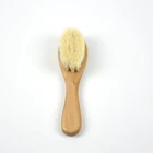 natural wood small kids pocket mini goat hair brush, baby hair brush and comb set