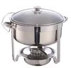 Round shape glass lid chaffing dishes stainless steel food warmer