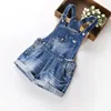 B21932A Child Girls new fashion summer washed denim overalls suspender shorts