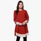 Modern Islamic Dress Malaysia Clothing Wholesale Modest Contrast Color Muslim Women Floral Blouse