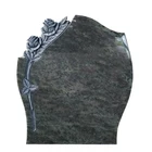black green granite New zealand headstone monument tombstone with rose flower carving