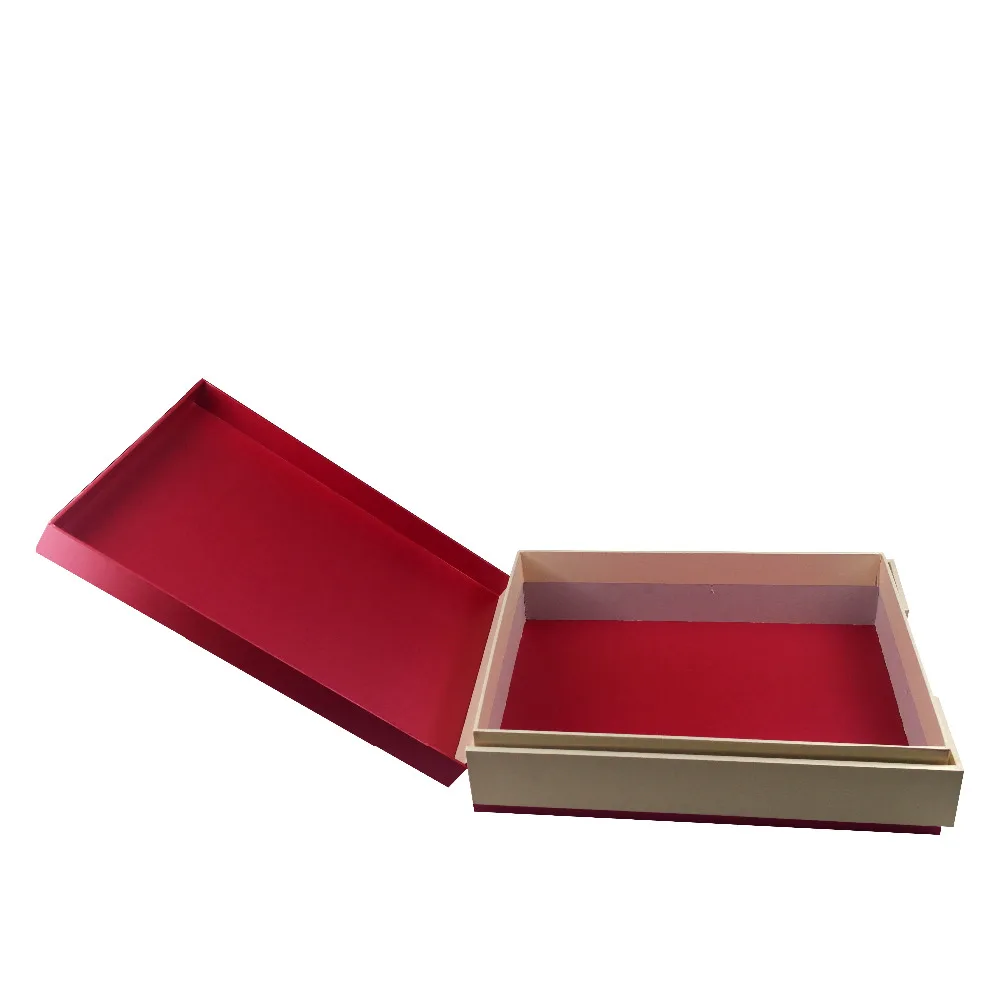 book shape foldable white and red paper gift box