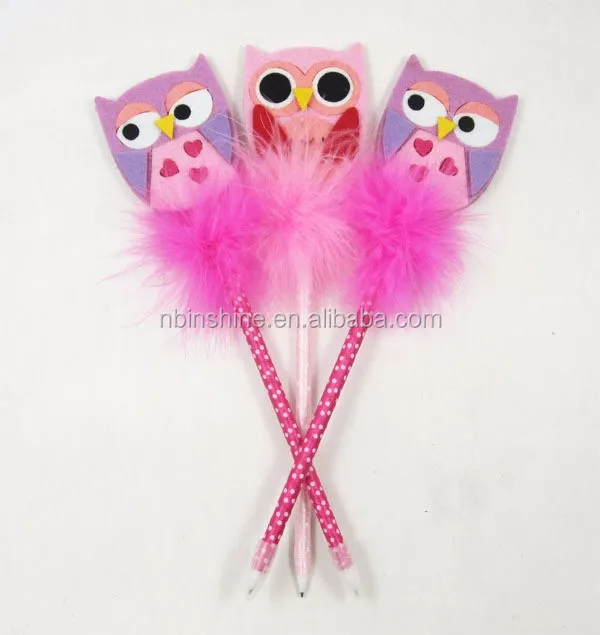 customize felt owl feather pen for kids , promotional gift pen