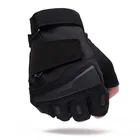 Synthetic Leather Long Fasten Strips Padded Knuckle Fingerless Police Tactical Military Gloves Army