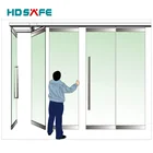 sliding folding glass door with stainless steel, stain finish