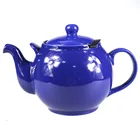 1275ml 45oz Blue Color Design Customized Ceramic Porcelain Tea Pots With Plastic Infuser Sets