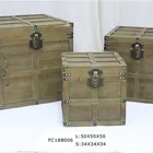 Set of 3 antique reproduction wooden trunk for decoration