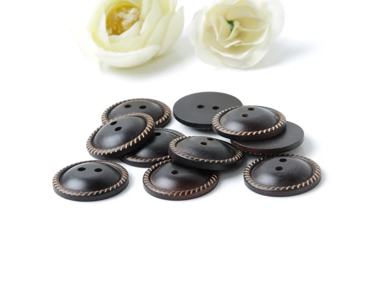Classical Wooden Buttons 2-Hole Buttons for Coat Fit Sewing