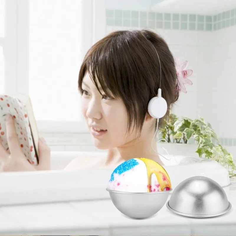 6pcs/pack Bath Bomb Cake Mold 3D Aluminum Alloy Ball Sphere Bath Bomb Mold Cake Baking Pastry Mould 4.5 cm 5.5 cm 6.5cm