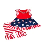Independence day striped ruffle shorts boutique kids clothes little girls outfits wholesale baby clothing
