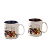 Customized printed widely used color inside couple ceramic mug set for coffee