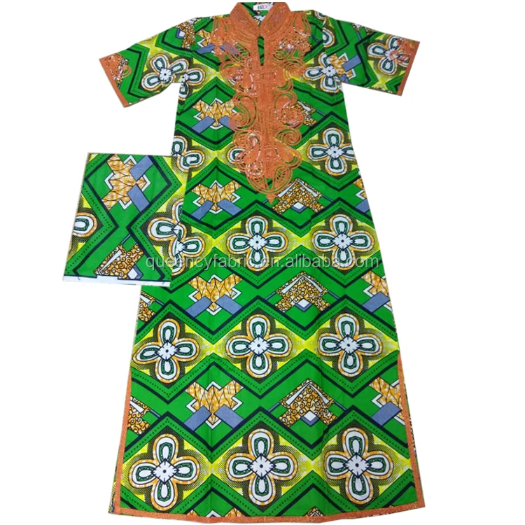 Queency Gros Vêtements Africains Ankara Cire Imprimé Demi Manches Maxi Robe