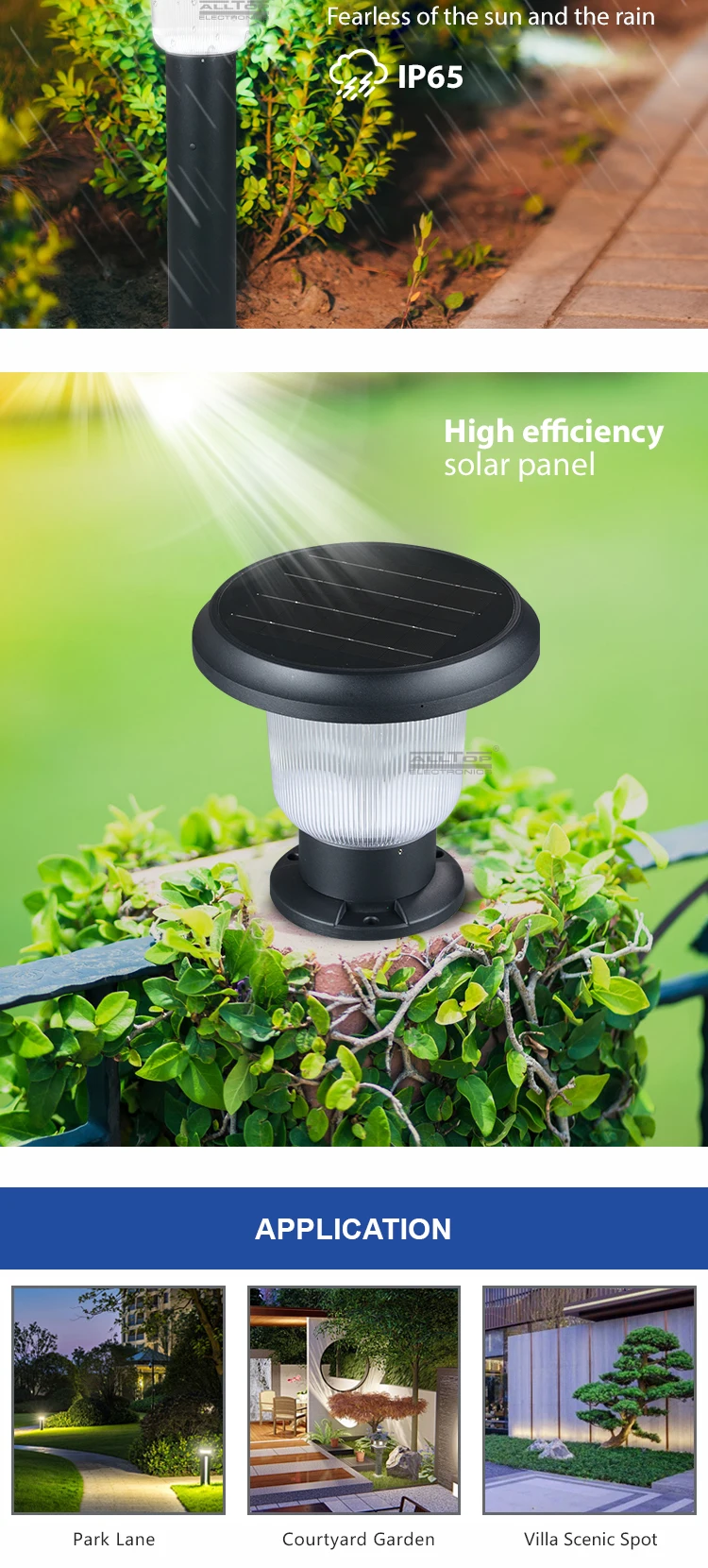 ALLTOP High Quality Outdoor Lighting bridgelux IP65 Waterproof 5watt solar led garden light