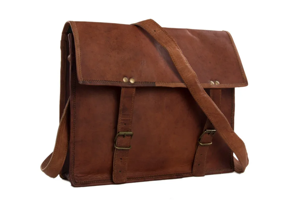 ROCKCOW Unisex 100% Genuine Auth Real Leather Messenger Bag for Laptop Briefcase Satchel MG27