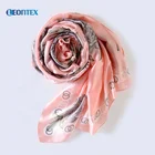 Floral twill long silk satin scarf silk feel foulard shawl